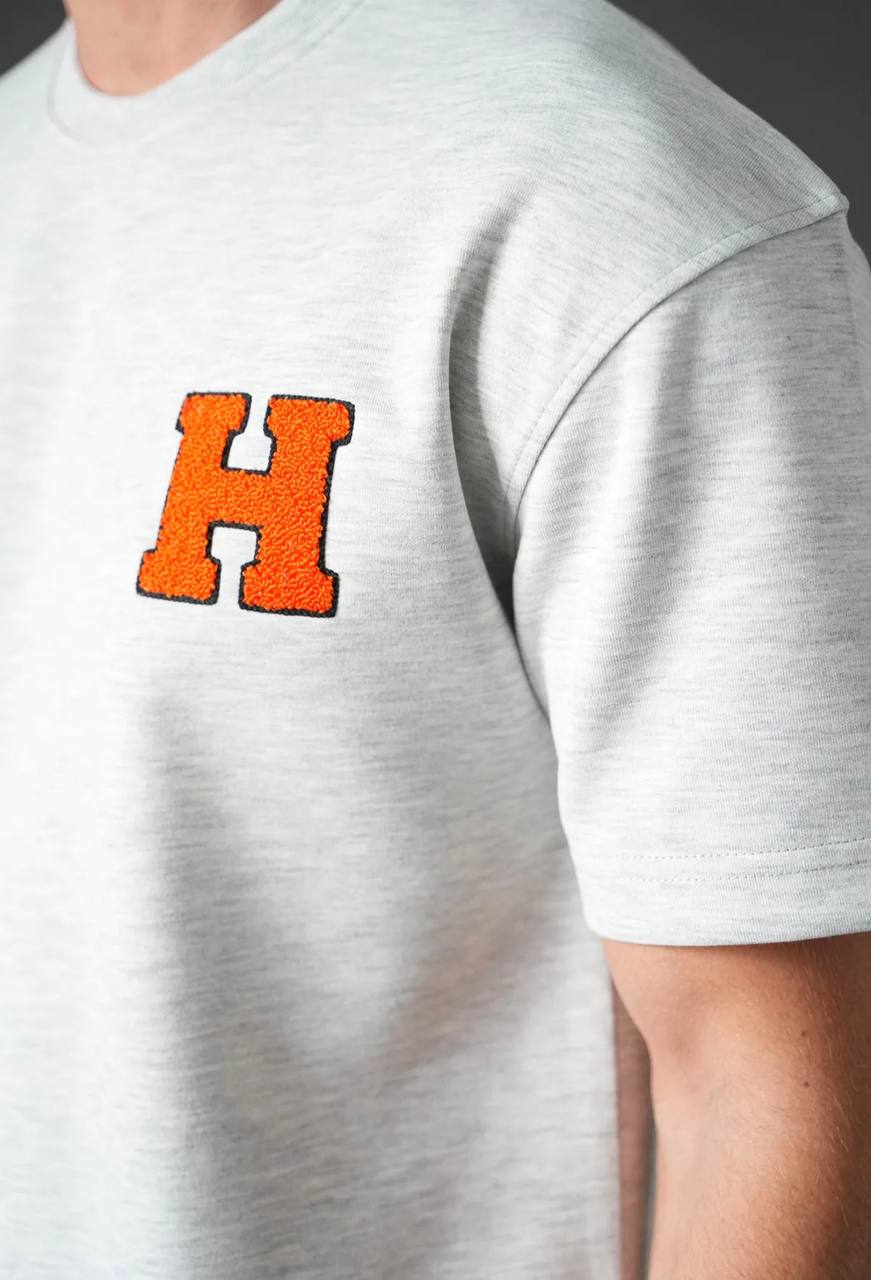 Ensemble Homme Premium T-Shirt et Pantalon H Patch Chenille - Gris