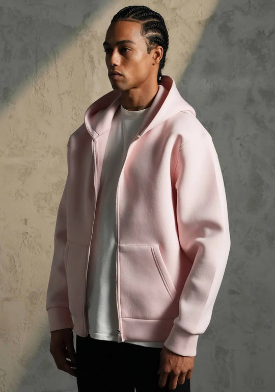 Sweat à capuche zippé Premium  - Rose