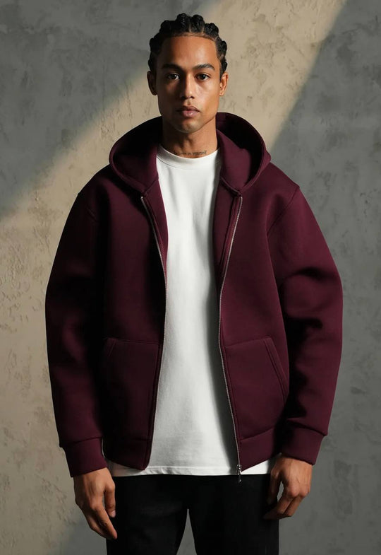 Sweat à capuche zippé Premium  - Bordeau