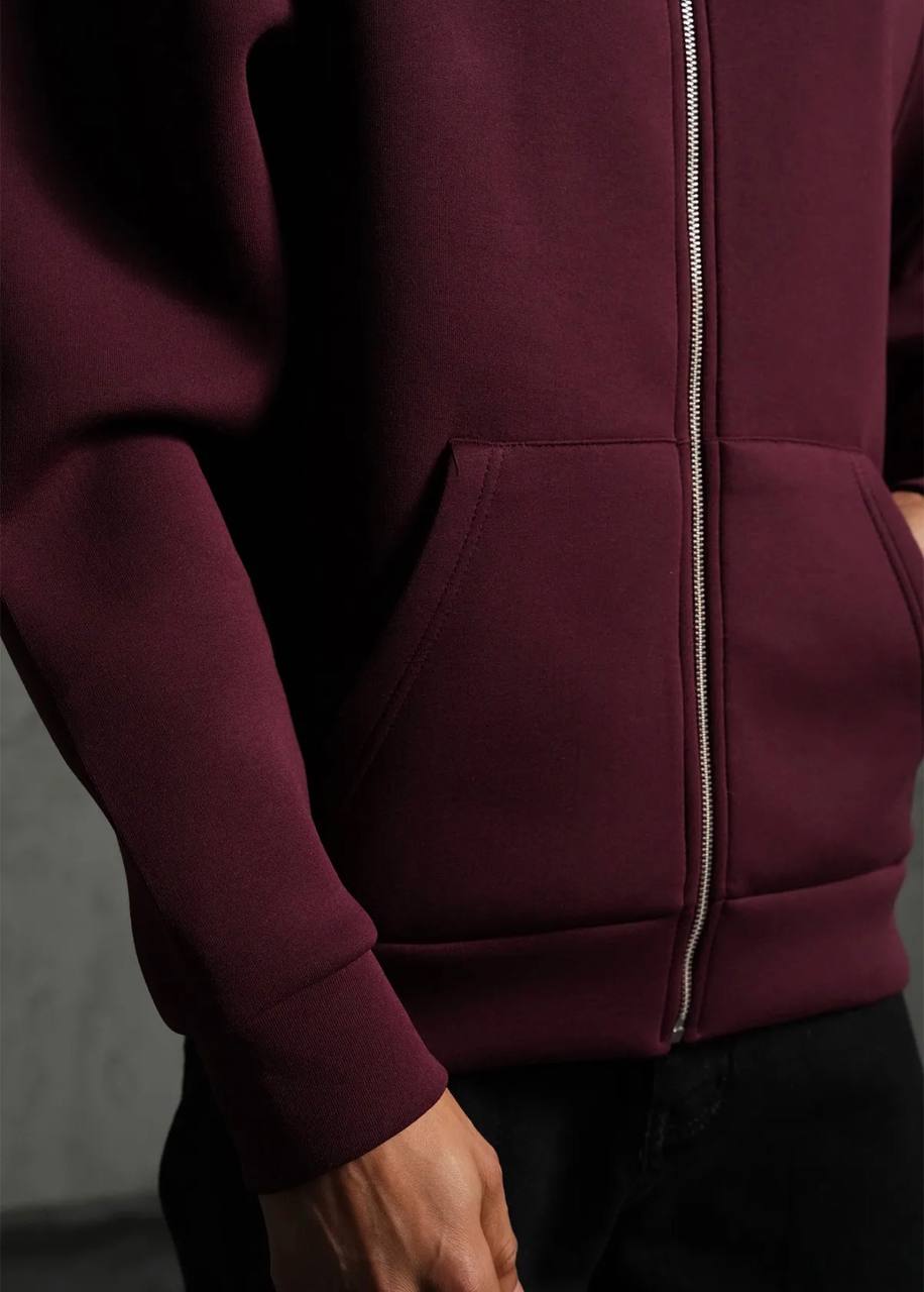 Sweat à capuche zippé Premium  - Bordeau