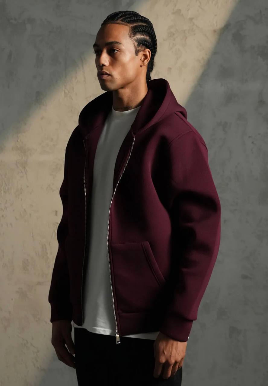 Sweat à capuche zippé Premium  - Bordeau