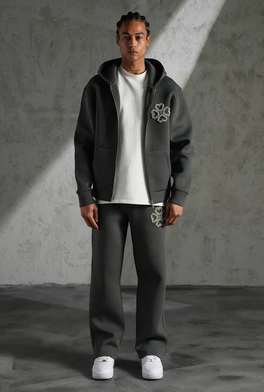 Ensemble Perle Trèfle – Gris Anthracite