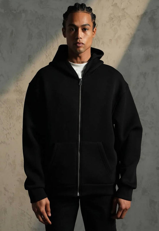Sweat à capuche zippé Premium  - Noir