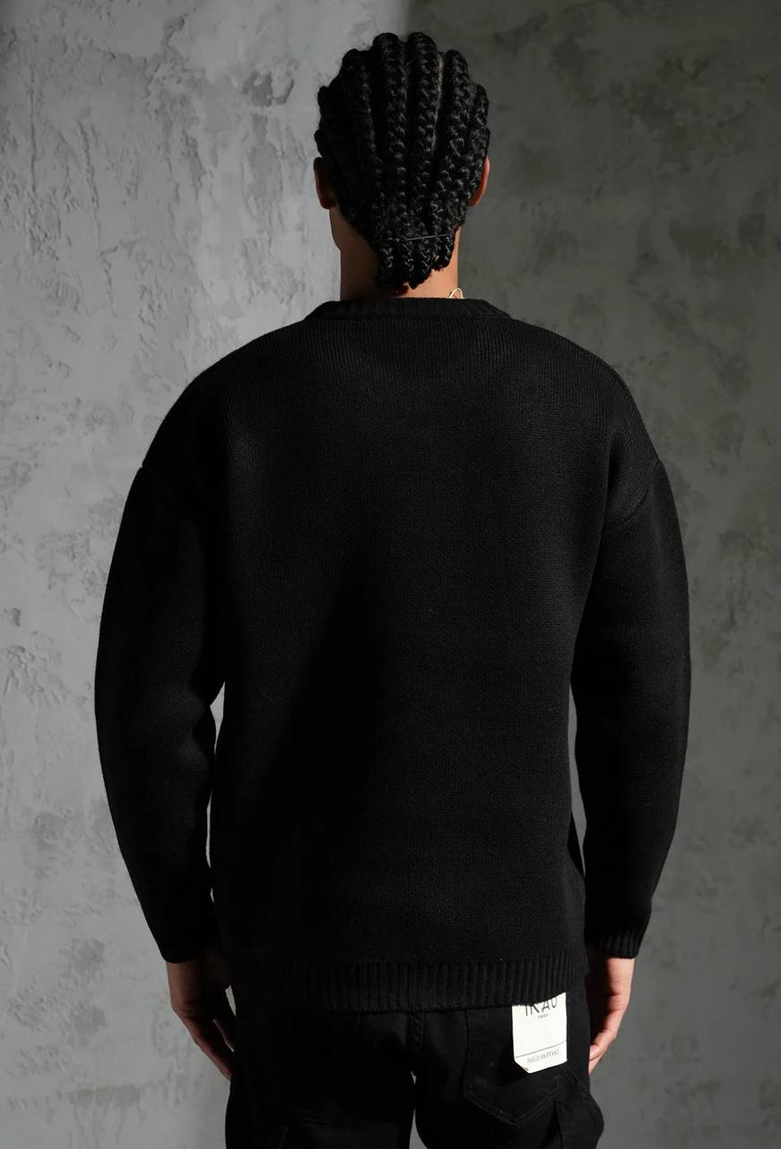 Sweat tricoté Campus Letter C - Noir