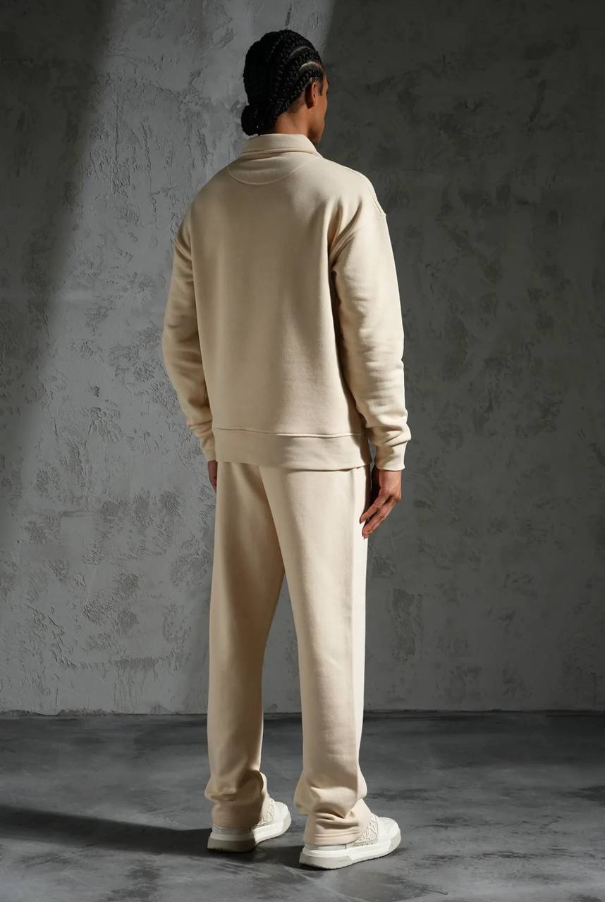 Ensemble Survêtement Homme Col Zippé - Beige