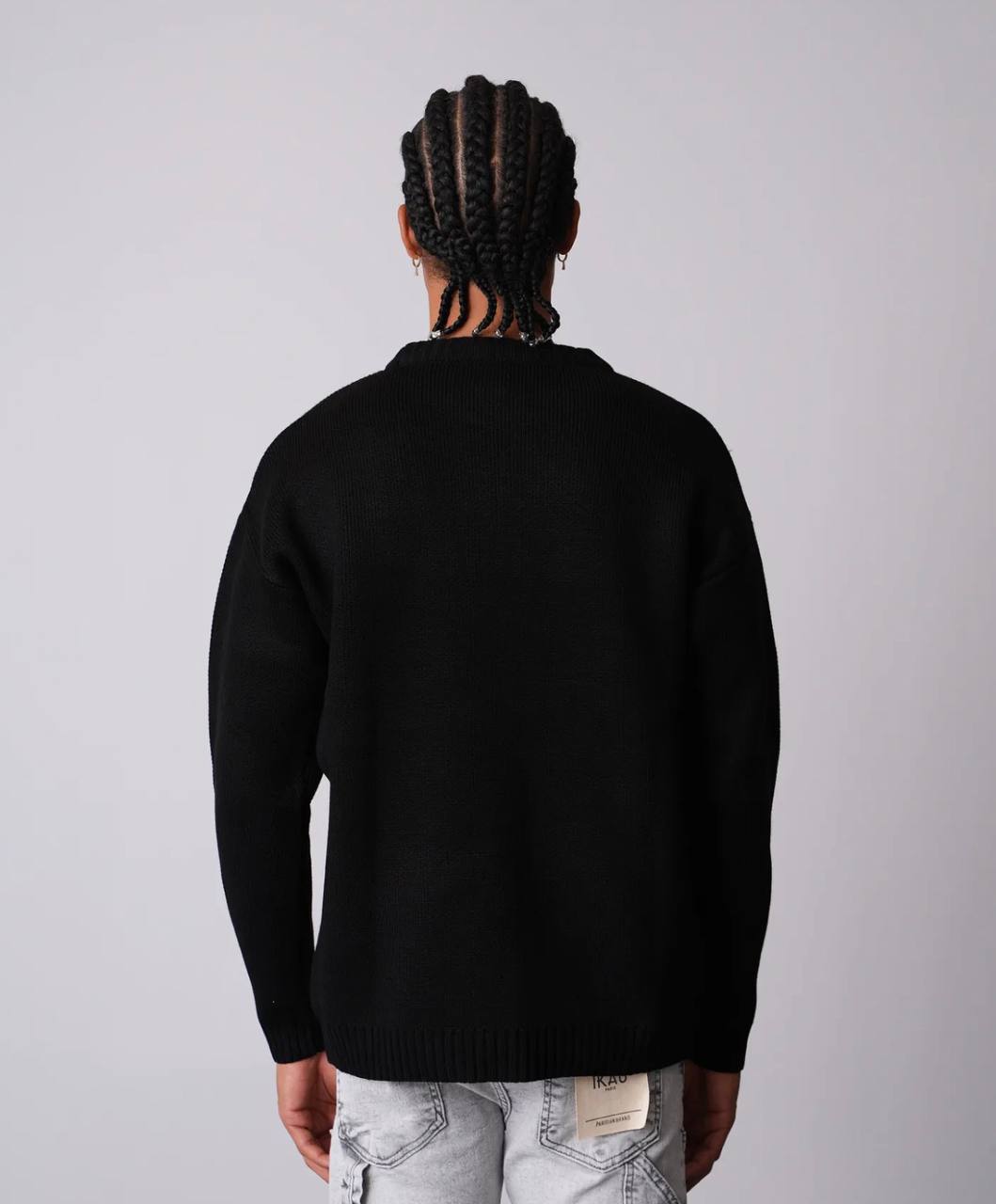 Pull "Harvard Style" Lettre H Brodée - NOIR