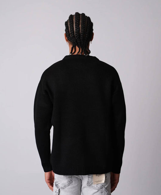 Pull "Harvard Style" Lettre H Brodée - NOIR