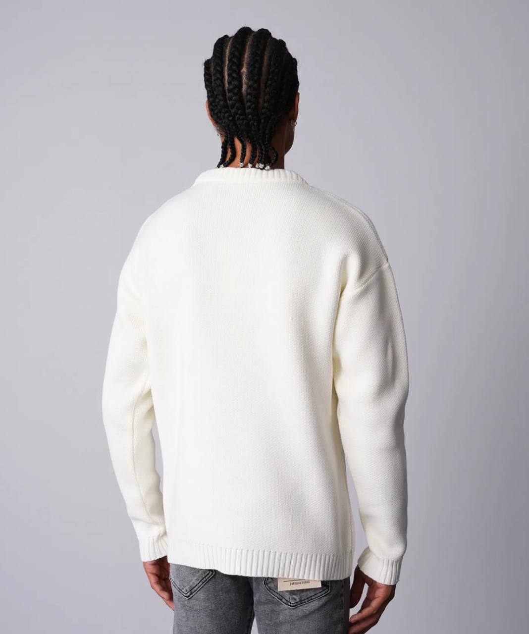 Pull "Harvard Style" Lettre H Brodée - BLANC