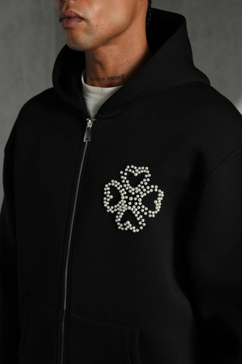 Ensemble Perle Trèfle – Noir