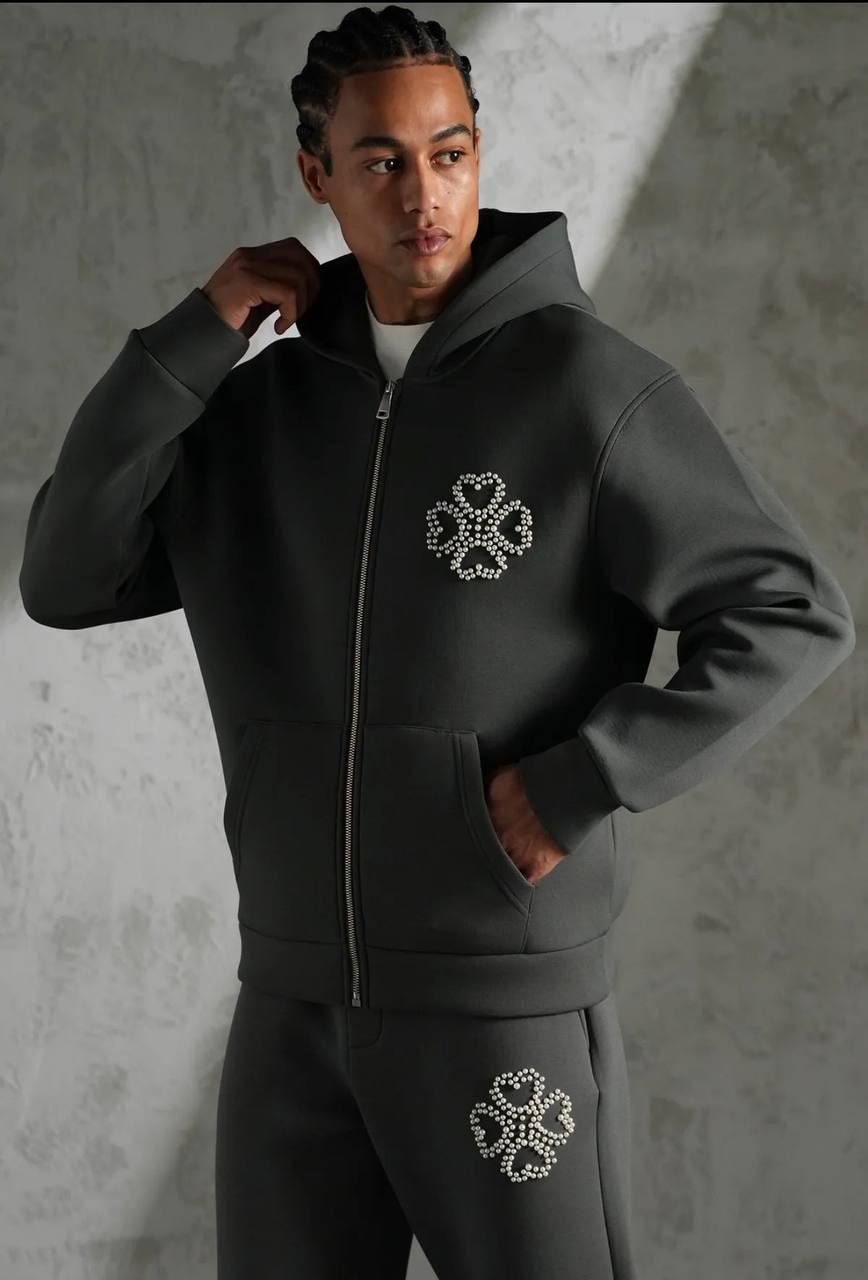 Ensemble Perle Trèfle – Gris Anthracite