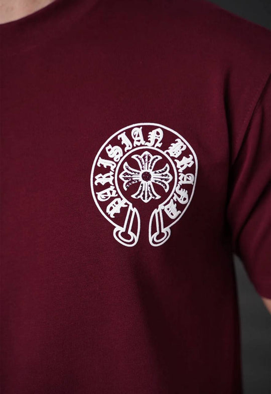 T-Shirt Homme Streetwear Logo Oversize Dos - Bordeaux