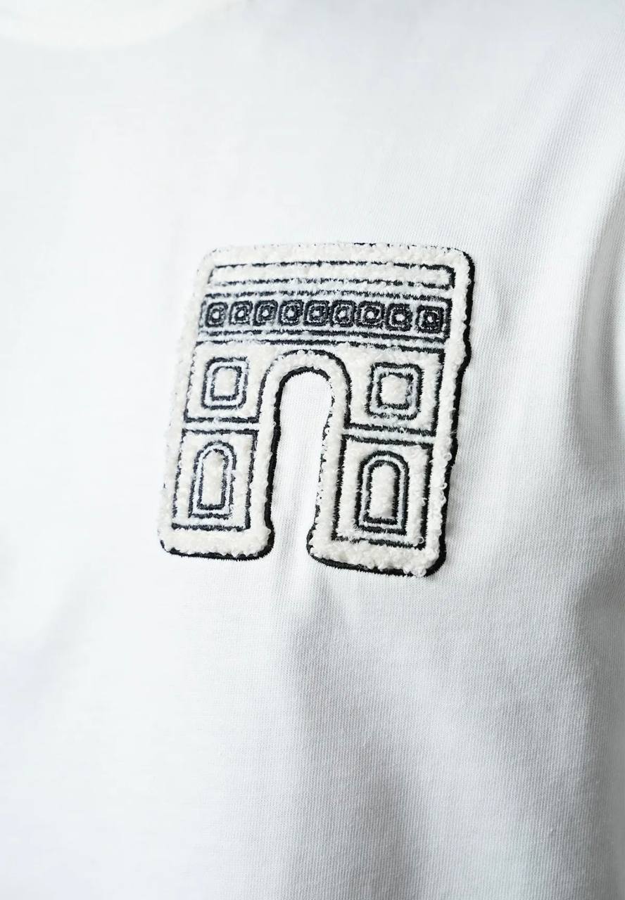 T-Shirt Homme Streetwear Patch Brodé Dos - Blanc