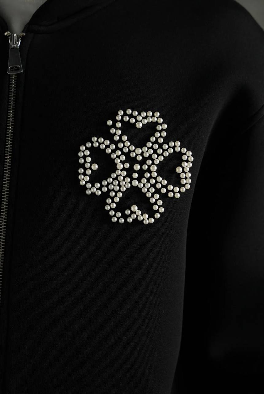 Ensemble Perle Trèfle – Noir