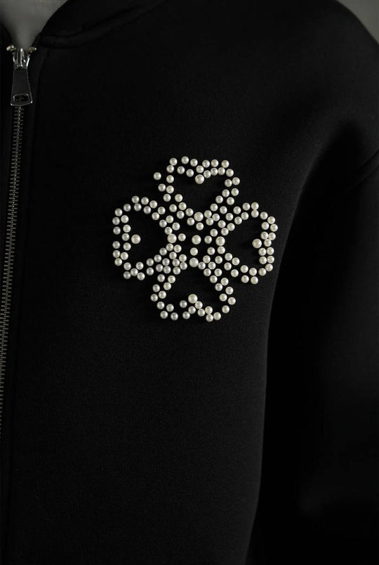 Ensemble Perle Trèfle – Noir