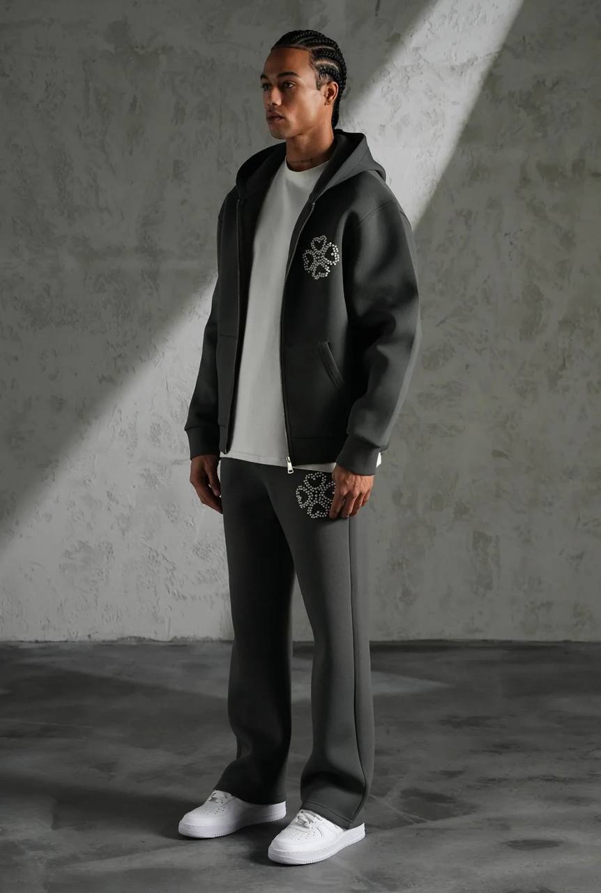 Ensemble Perle Trèfle – Gris Anthracite