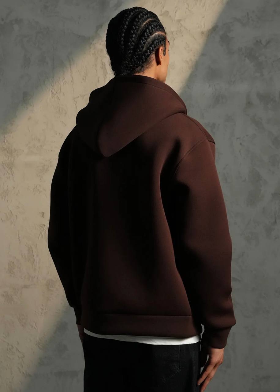 Sweat à capuche zippé Premium  - Marron