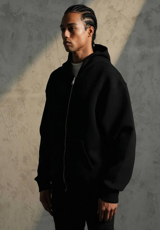 Sweat à capuche zippé Premium  - Noir