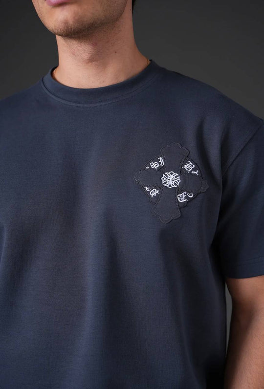 Ensemble Homme Premium T-Shirt et Pantalon avec Logo Brodé - Bleu