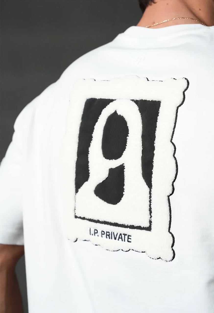 T-Shirt Homme Streetwear Patch Brodé Dos - Blanc