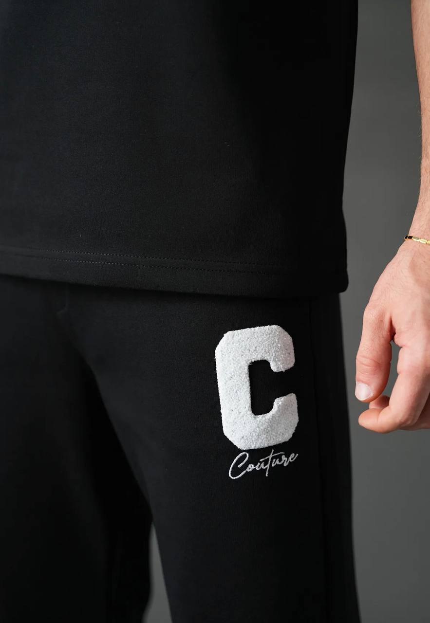 Ensemble Homme Premium T-Shirt et Pantalon C Couture - Noir