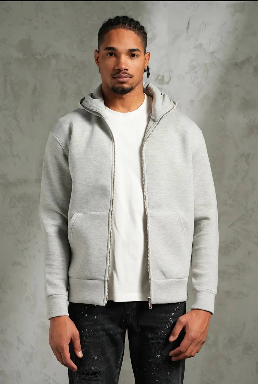 Hoodie Masque Zip Intégral – Gris