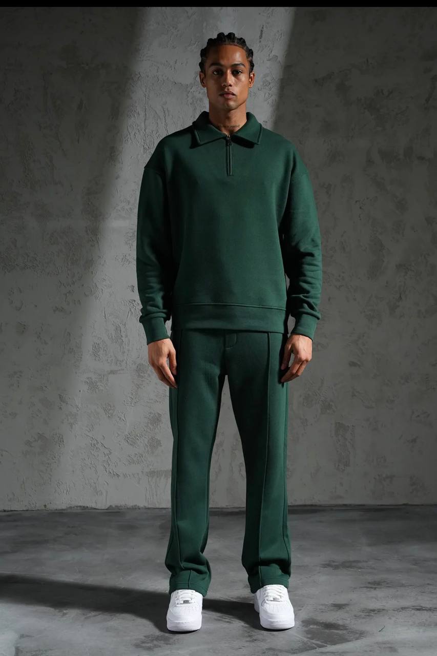 Ensemble Survêtement Homme Col Zippé - Vert