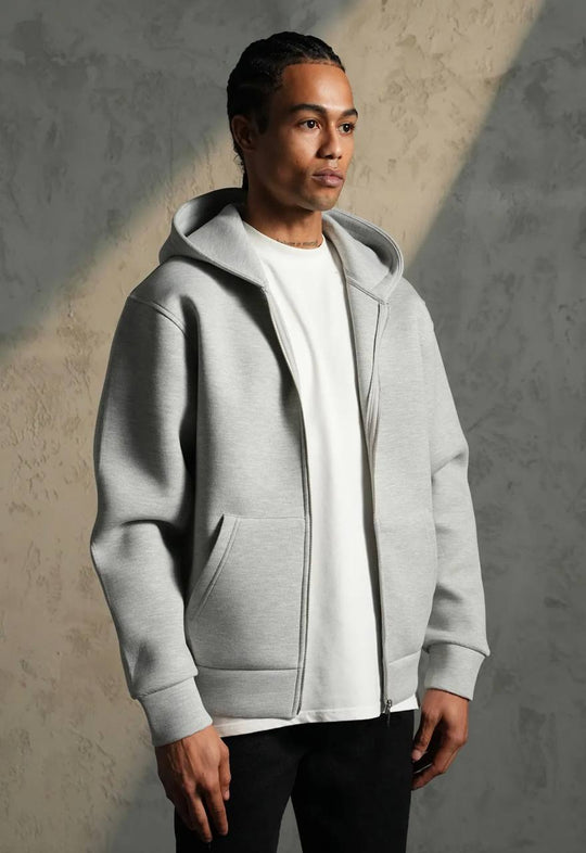 Sweat à capuche zippé Premium  - Gris