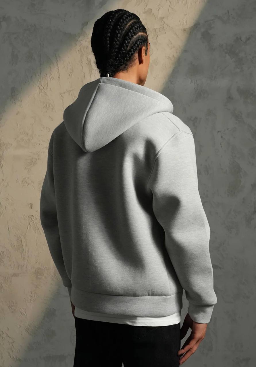Sweat à capuche zippé Premium  - Gris