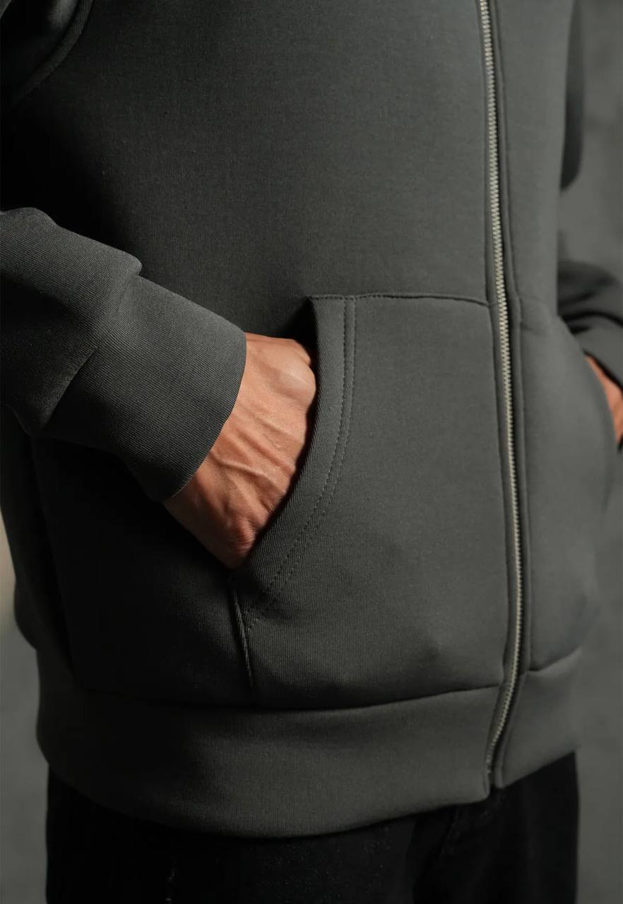 Sweat à capuche zippé Premium  - Anthracite