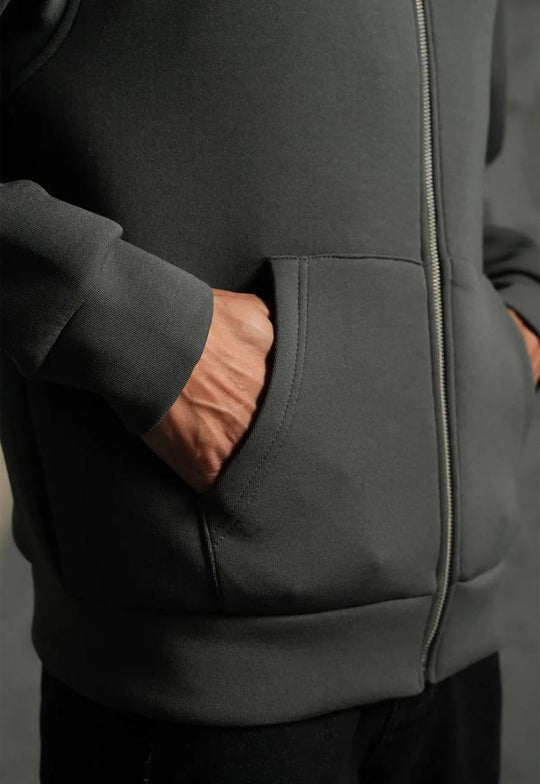 Sweat à capuche zippé Premium  - Anthracite