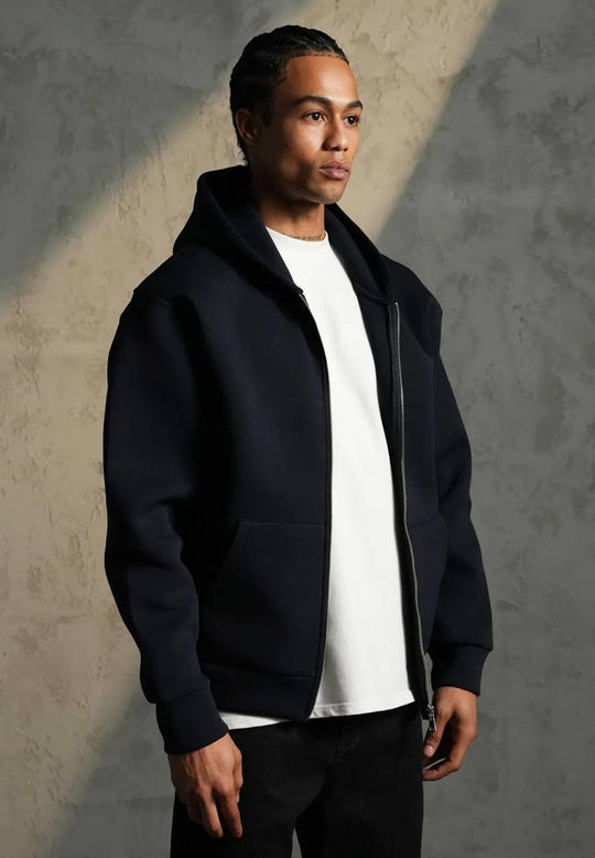 Sweat à capuche zippé Premium  - Bleu Marine