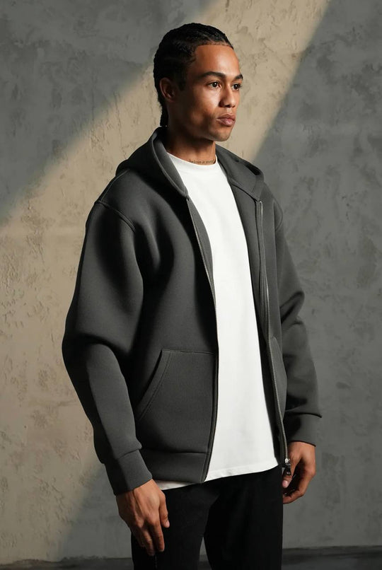 Sweat à capuche zippé Premium  - Anthracite