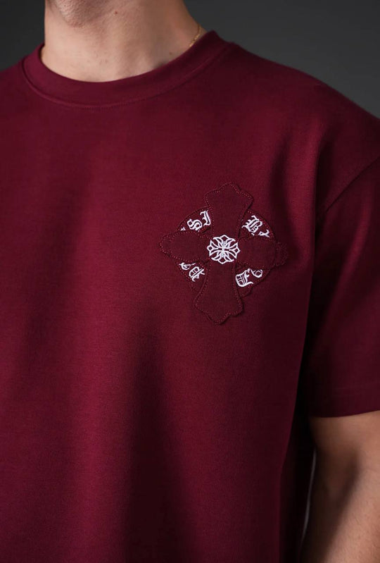 Ensemble Homme Premium T-Shirt et Pantalon avec Logo Brodé - Bordeaux