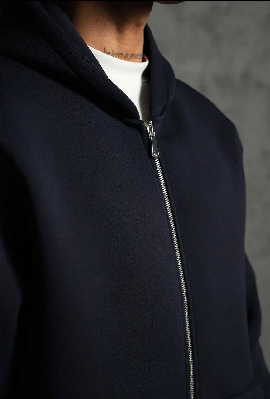Sweat à capuche zippé Premium  - Bleu Marine