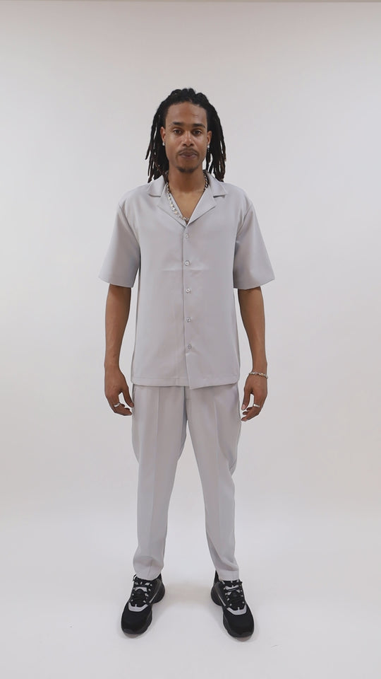 CHEMISE MANCHE COURTE ET PANTALON ASSORTI - GRIS