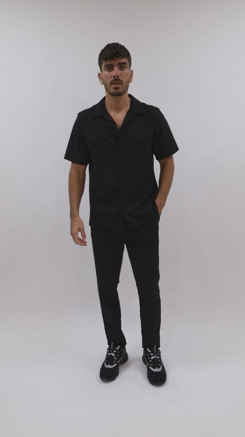 CHEMISE MANCHE COURTE ET PANTALON ASSORTI - NOIR