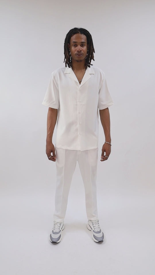 CHEMISE MANCHE COURTE ET PANTALON ASSORTI - BLANC