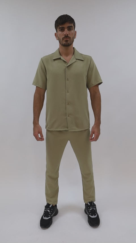 CHEMISE MANCHE COURTE ET PANTALON ASSORTI - VERT